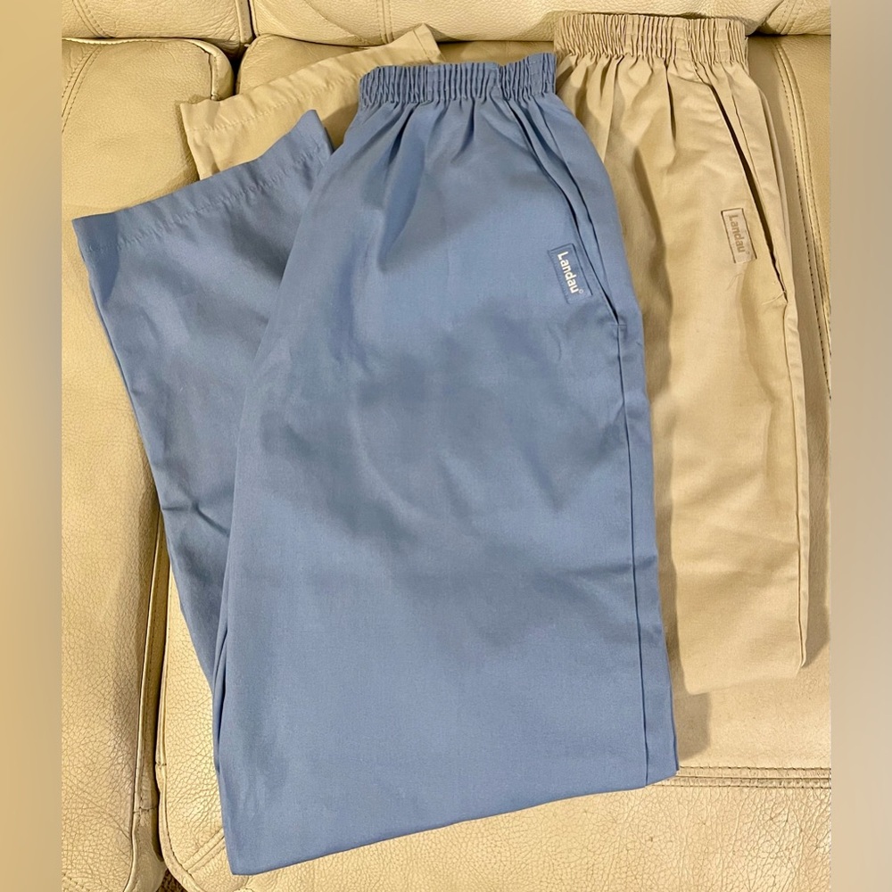 Landau Women’s Scrubs/Pants Set of 2 Blue - S Cream - M